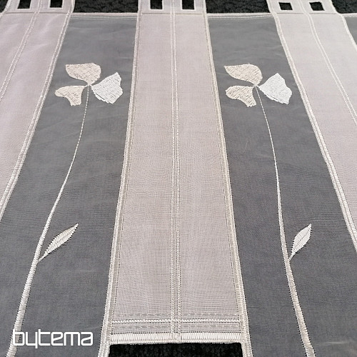 Cortina de vidrieras - voile con bordado crema 208