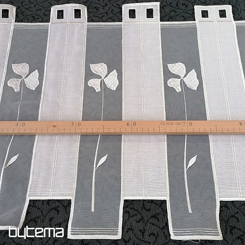 Cortina de vidrieras - voile con bordado crema 208