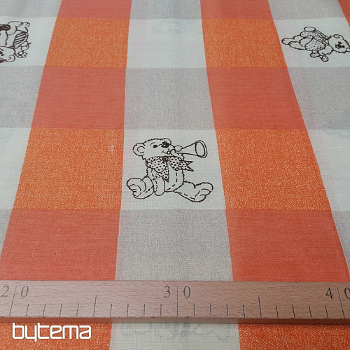 Tela de algodón Cuadros ositos - naranja