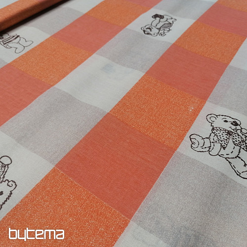Tela de algodón Cuadros ositos - naranja
