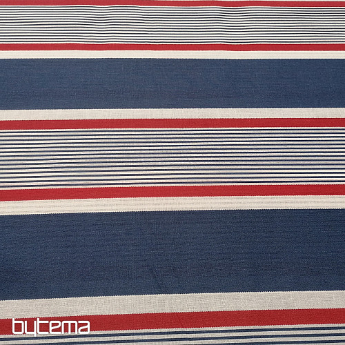 Tela de algodón Raya azul-roja