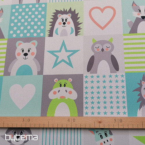 Tela decorativa BLACK-OUT Animales turquesa