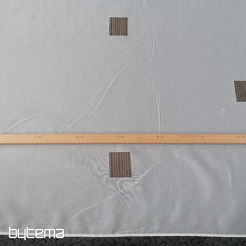 Cortina de voile con cuadros marrones