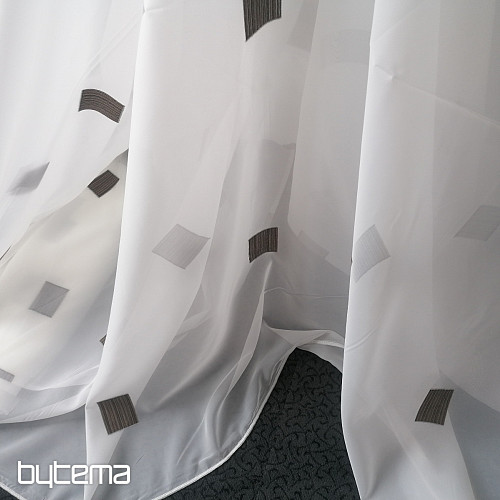 Cortina de voile con cuadros marrones