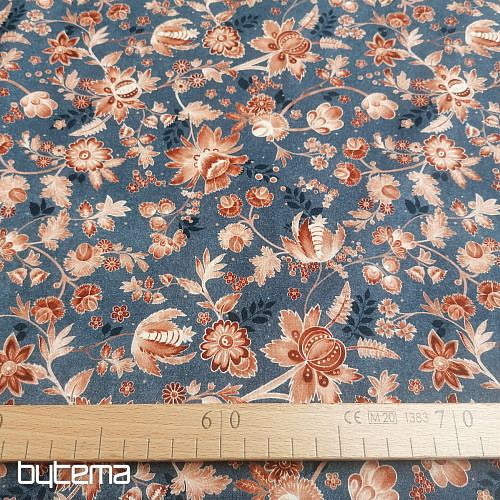 VARANASI KALAMKARI tela de algodón azul