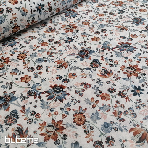 Tela de algodón VARANASI KALAMKARI blanco