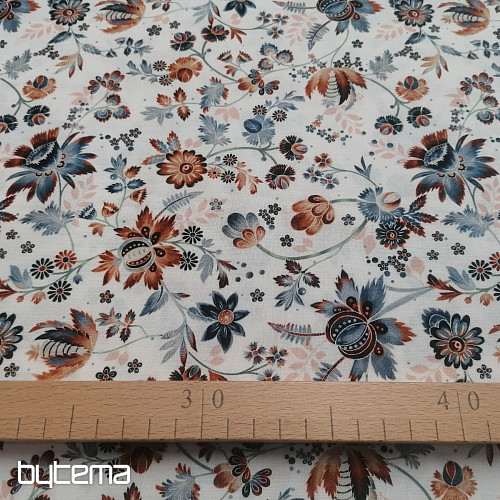 Tela de algodón VARANASI KALAMKARI blanco