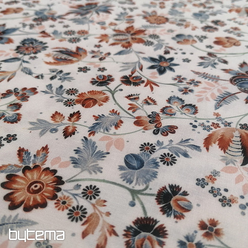 Tela de algodón VARANASI KALAMKARI blanco