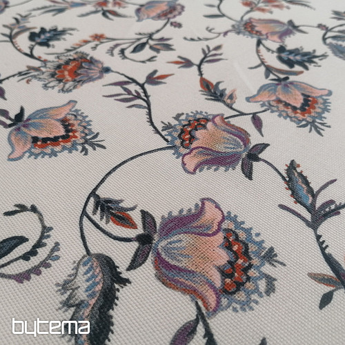 Tela decorativa VARANASI-C pequeña flor blanca