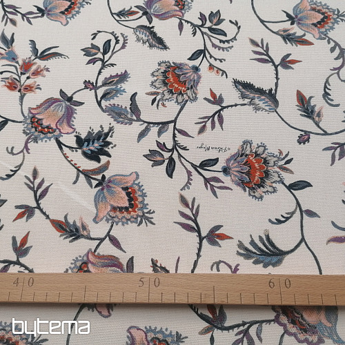Tela decorativa VARANASI-C pequeña flor blanca