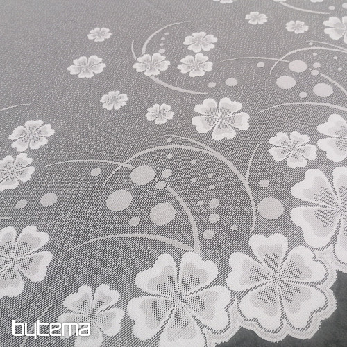 Cortina jacquard A39000 flores blancas