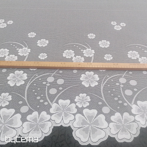 Cortina jacquard A39000 flores blancas