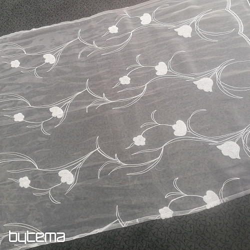 Cortina terminada con flores 100x245 cm.