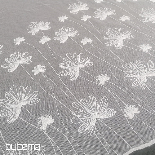 Cortina blanca bordada de lujo con flores 11749/0001