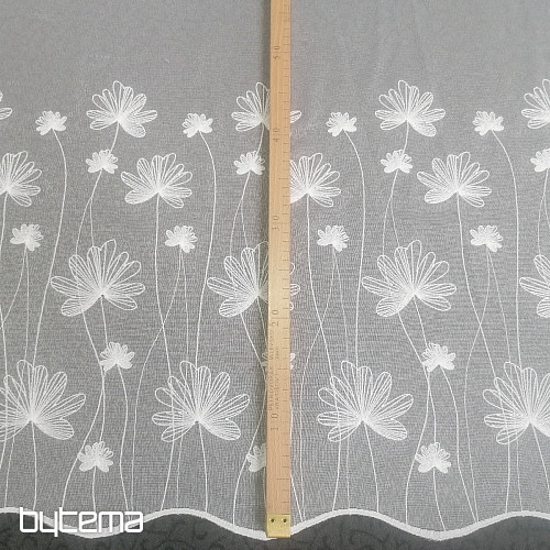 Cortina blanca bordada de lujo con flores 11749/0001
