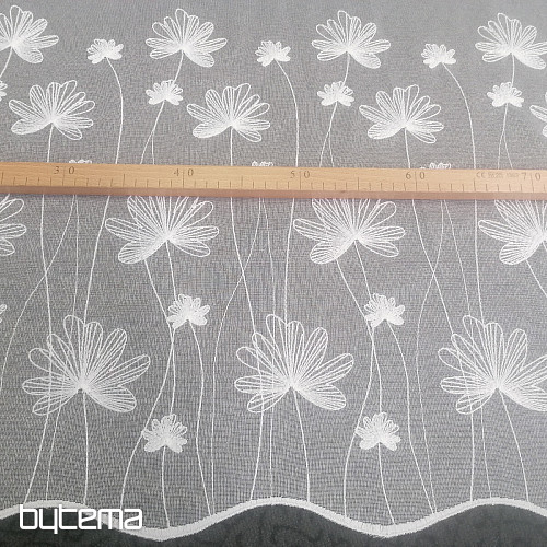 Cortina blanca bordada de lujo con flores 11749/0001