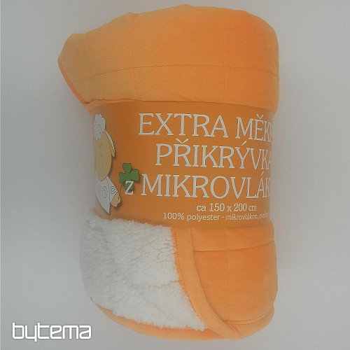 manta microfibra EXTRA SUAVE punto OVEJA naranja claro