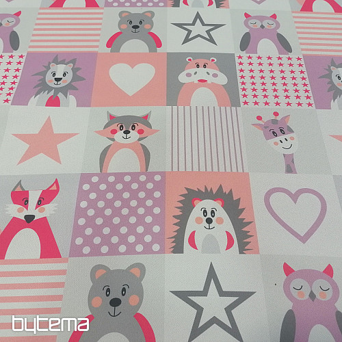 Tela decorativa BLACK-OUT Animales rosa-morado