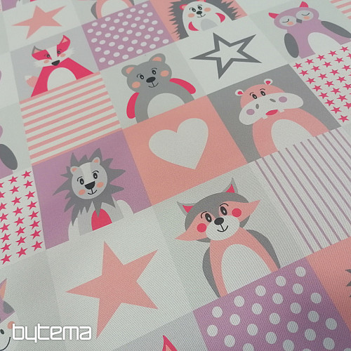 Tela decorativa BLACK-OUT Animales rosa-morado
