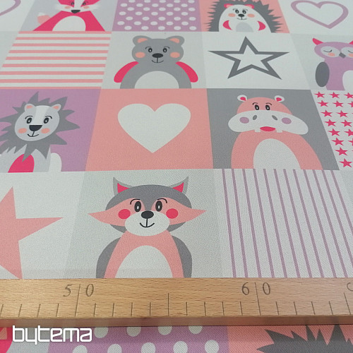 Tela decorativa BLACK-OUT Animales rosa-morado