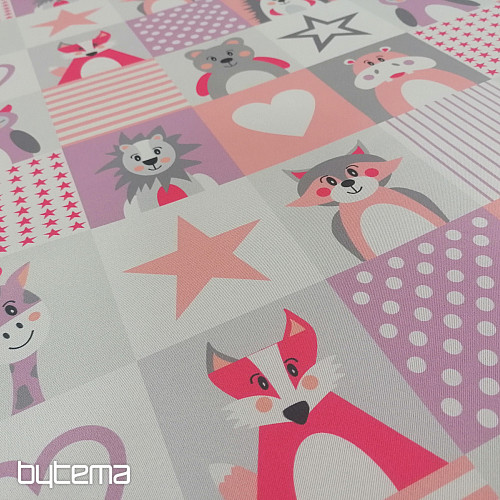 Tela decorativa BLACK-OUT Animales rosa-morado
