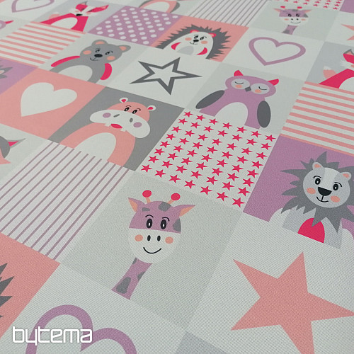 Tela decorativa BLACK-OUT Animales rosa-morado