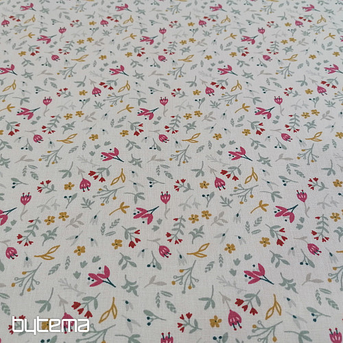 Tela de algodón AZRA flores blanco