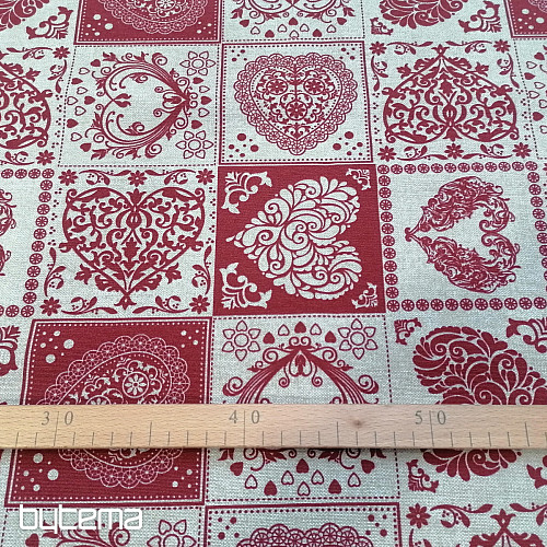 Tela decorativa AMORE GRANATE rojo