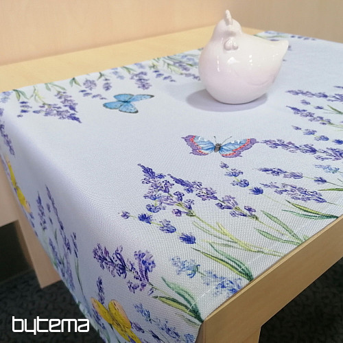 Manteles y bufandas violeta Lavanda con pajaritas