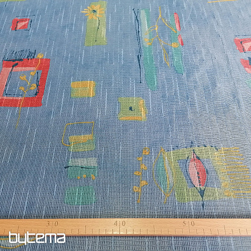 Cortina densa azul con flores y hojas 155 cm.