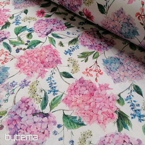 Tela decorativa hortensias y moras