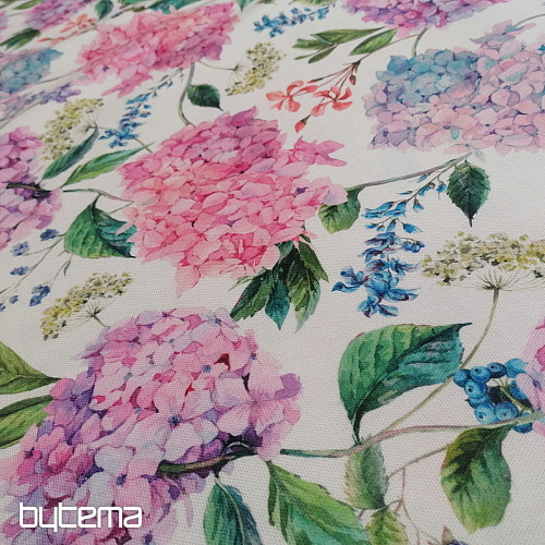 Tela decorativa hortensias y moras