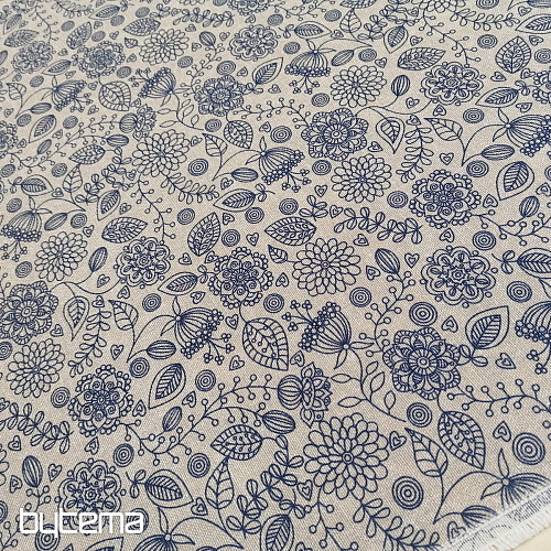 Tela decorativa Flores neón azul