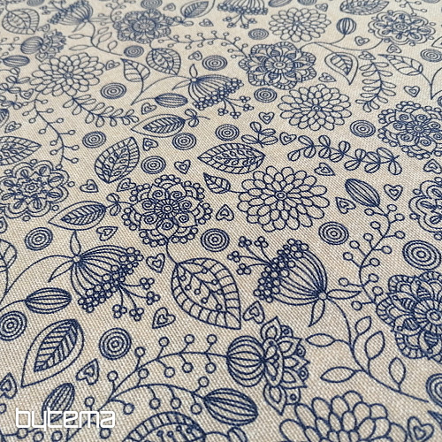Tela decorativa Flores neón azul
