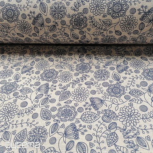 Tela decorativa Flores neón azul
