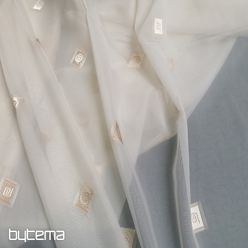 Cortina de voile crema con bordado dorado II