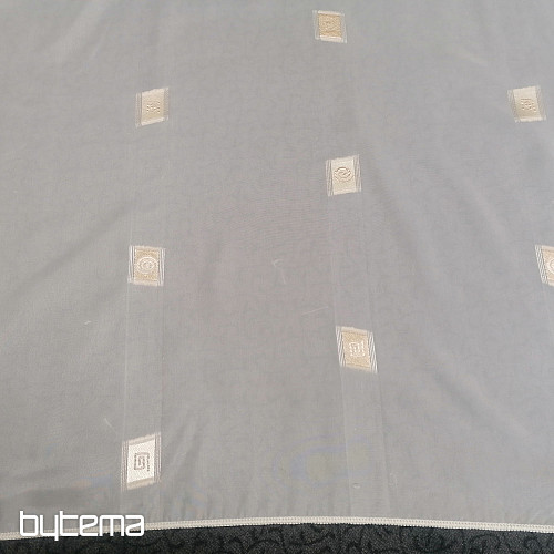 Cortina de voile crema con bordado dorado II