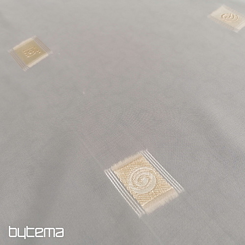 Cortina de voile crema con bordado dorado II