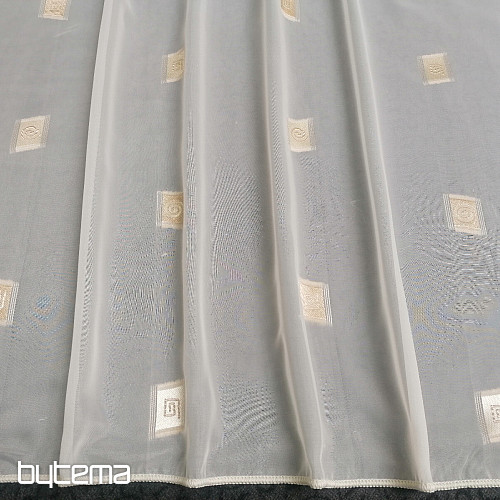 Cortina de voile crema con bordado dorado II