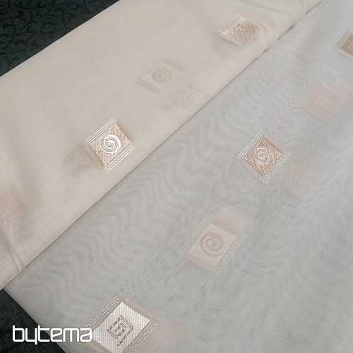 Cortina de voile crema con bordado dorado II