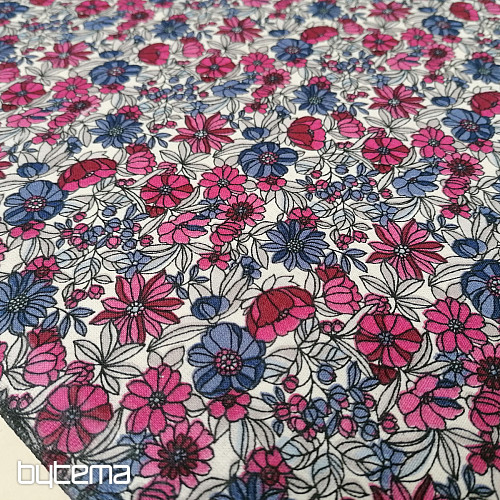 Tela de algodón APOLÉNA flores violeta-burdeos