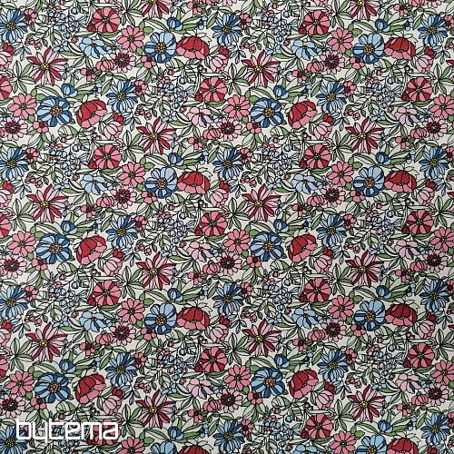 Tela de algodón Apoléna flores rosa-azul