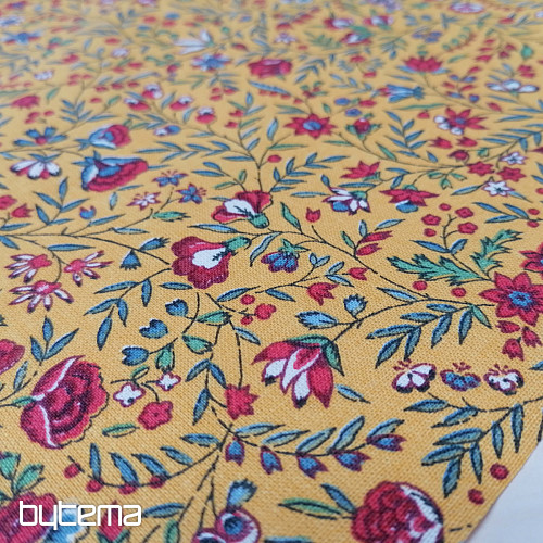 Tela de algodón amarillo indio