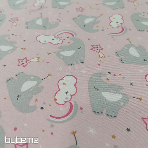 Punto de algodón estampado ELEFANTE rosa