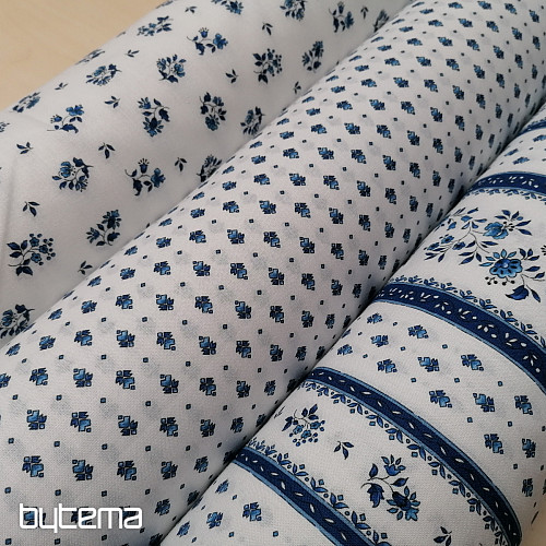 Tela de algodón MAJOLIKA adorno azul