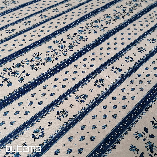 Tela de algodón MAJOLIKA raya azul