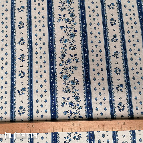 Tela de algodón MAJOLIKA raya azul