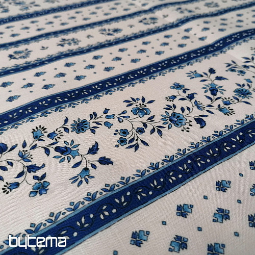 Tela de algodón MAJOLIKA raya azul