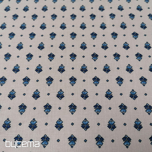 Tela de algodón MAJOLIKA adorno azul