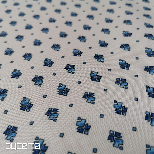 Tela de algodón MAJOLIKA adorno azul